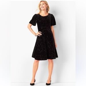 NWT Talbots RSVP VELVET SEQUINED FIT & FLARE DRESS 6P